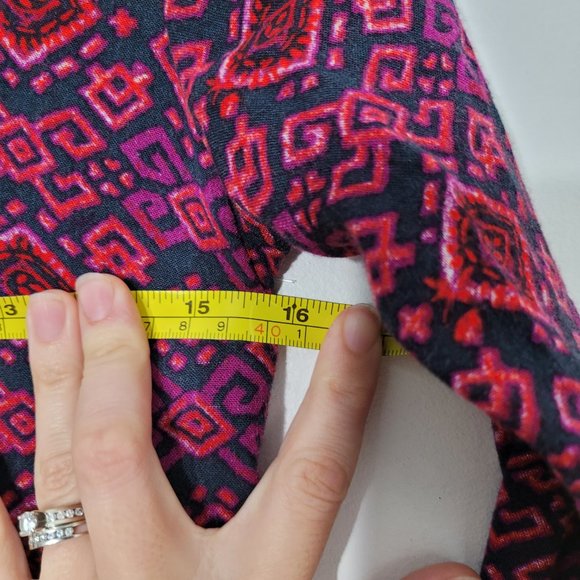 Hollister Geometric Patterned A-Line Mini Dress Long Sleeve Black Pink Boho XS - Picture 10 of 12